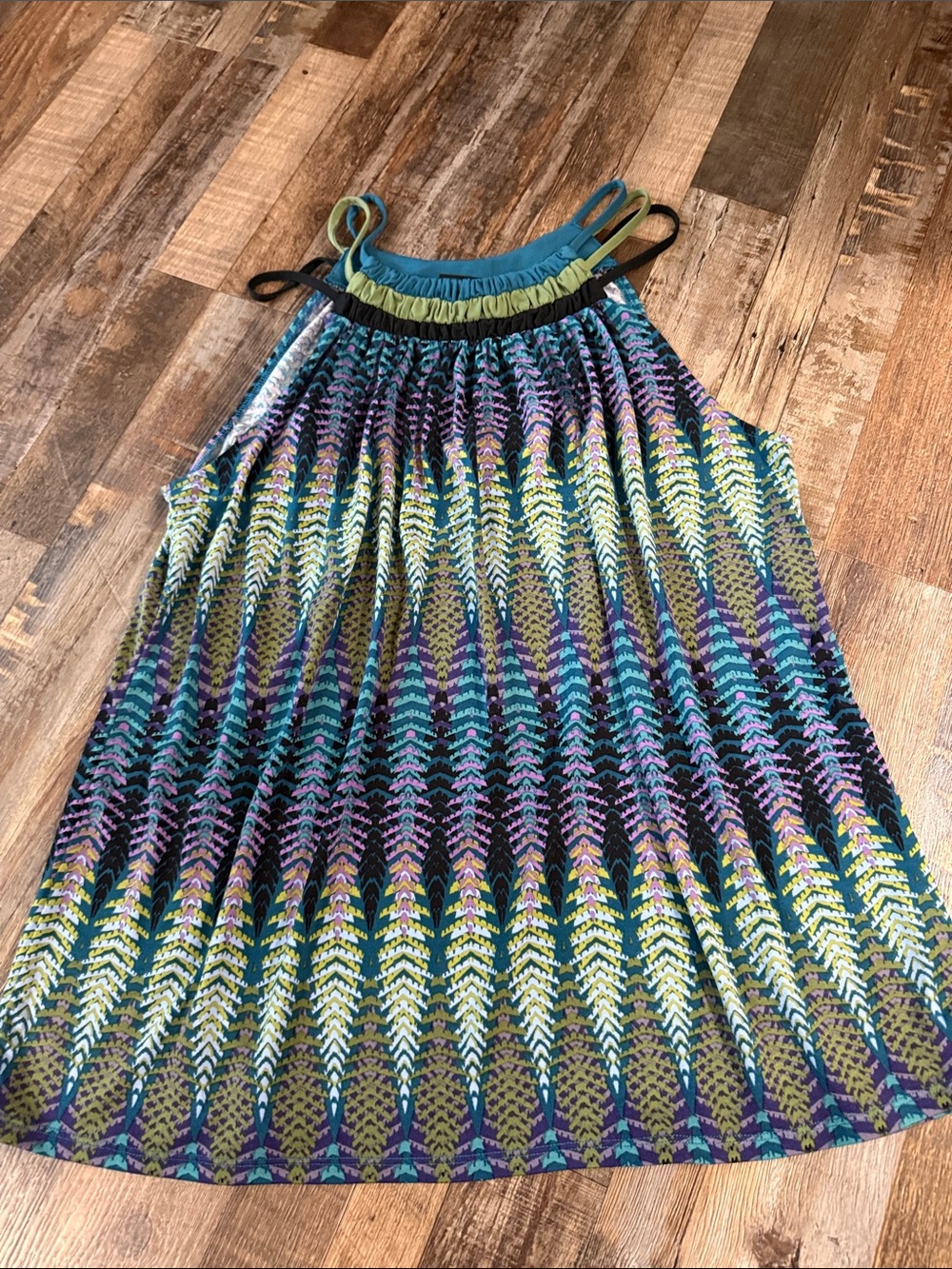 Axcess Teal, Olive & Gray Patterned Sleeveless Top